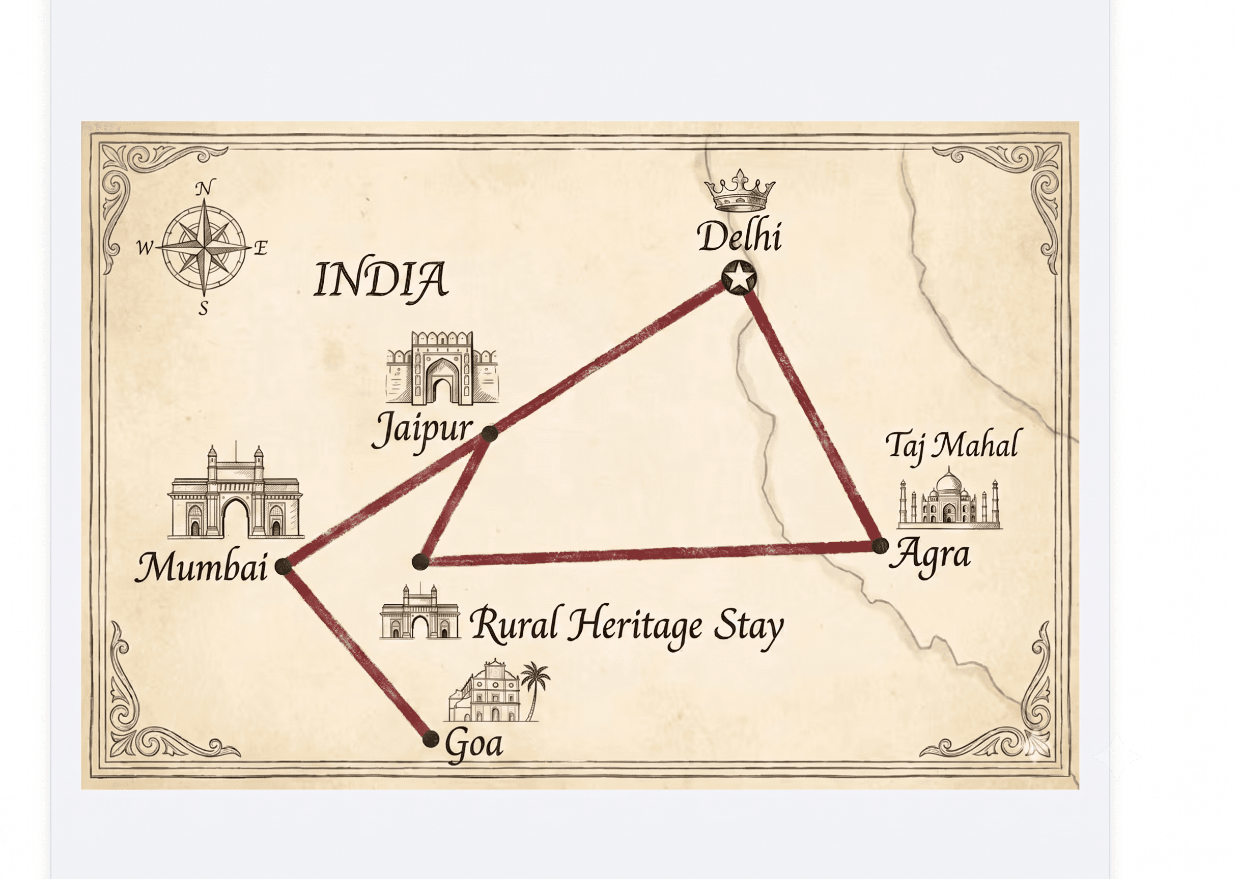 Beyond Golden Triangle: Goa Edition route map