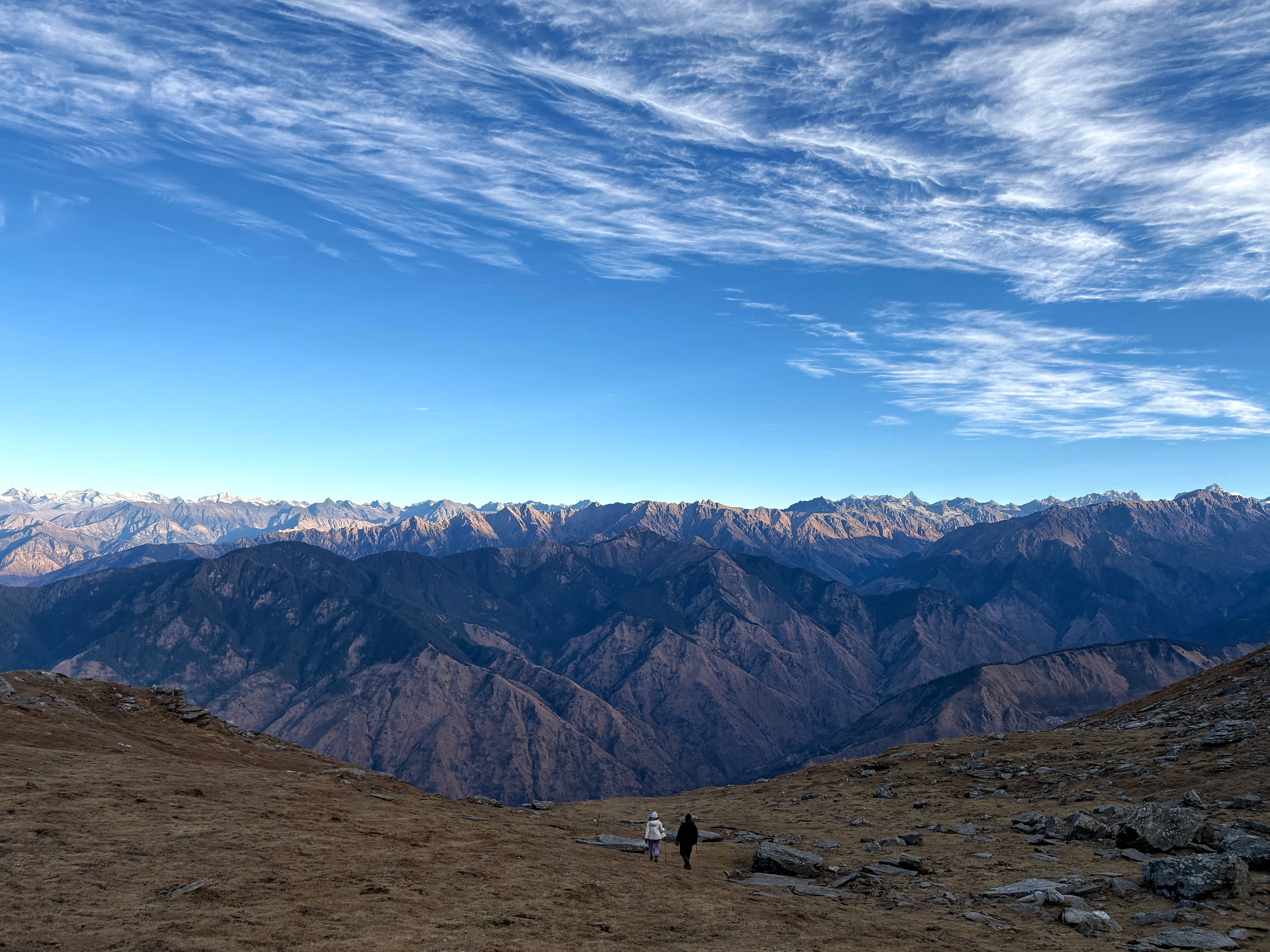 The Himalayan ranges under a deep blue sky